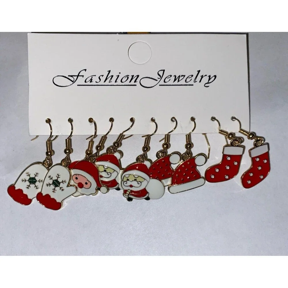 Christmas‎ Jewelry Earrings Santa St Nick Mittens Stocking Stuffer Gift for Her